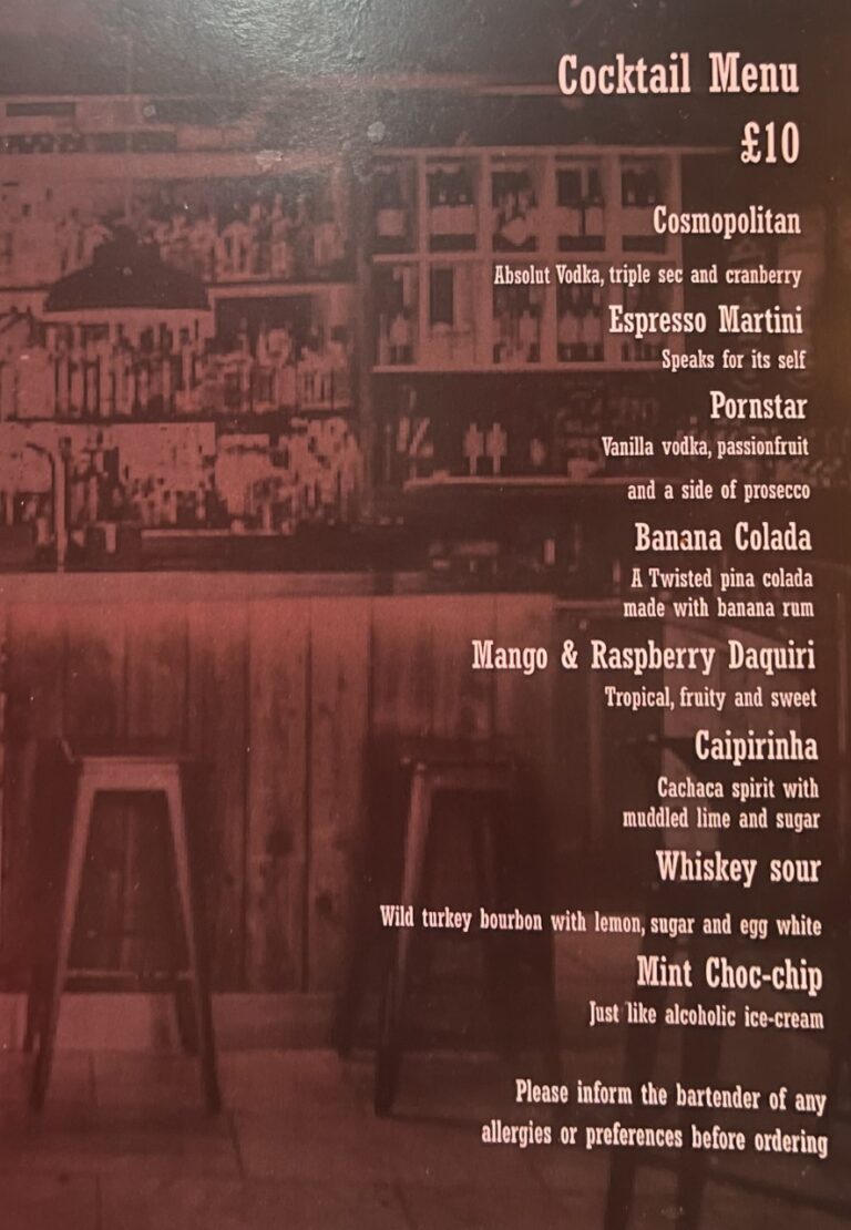 MENU. The Drawing Board